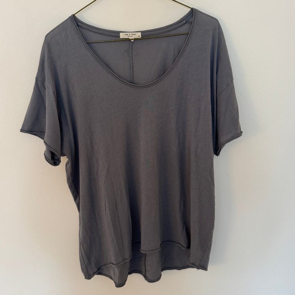 rag & bone Blue Gray Cotton Tee Size S Slouchy Relaxed Fit Short Sleeve Basic